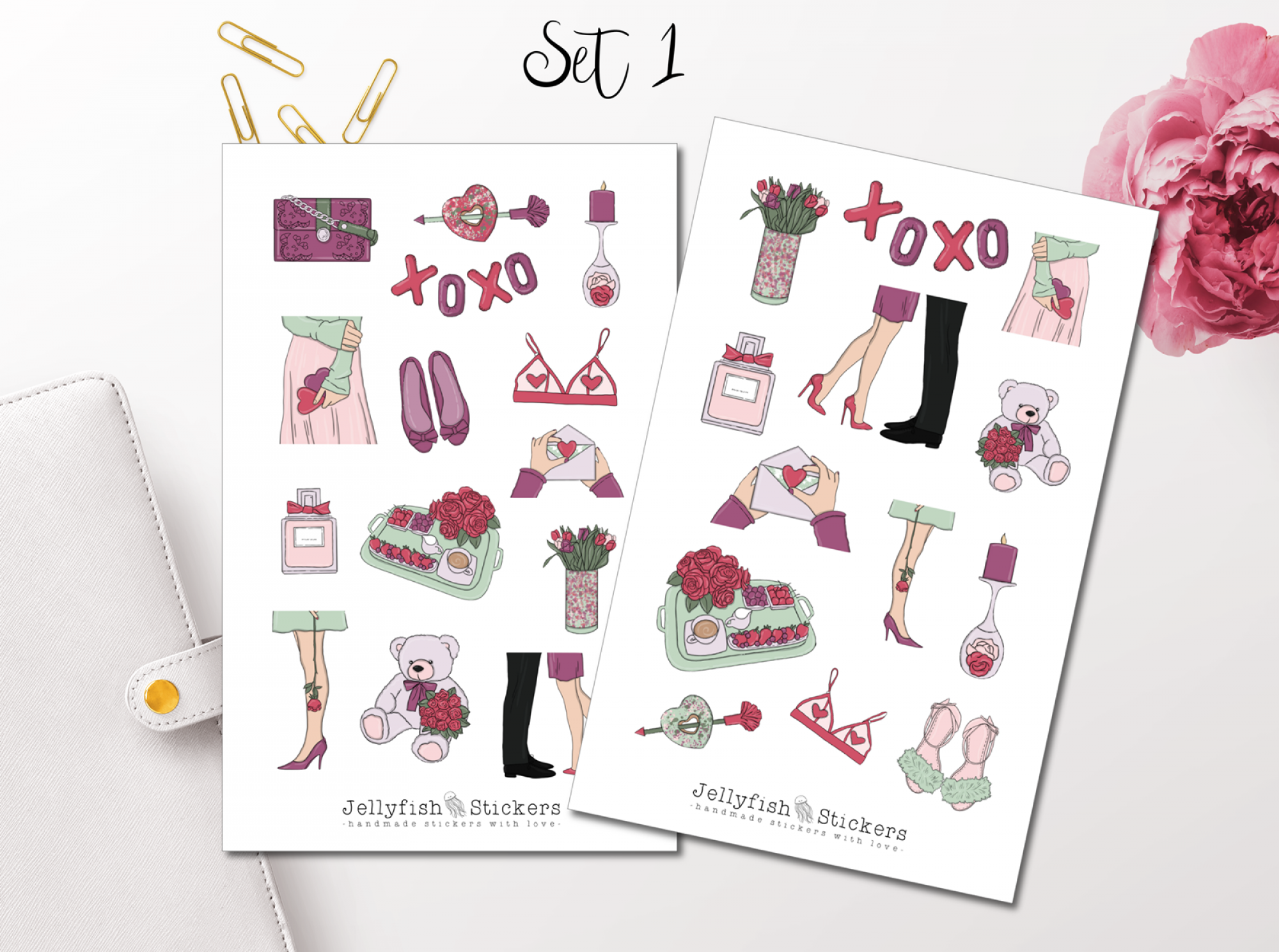 Mädchen Valentinstag Sticker Set